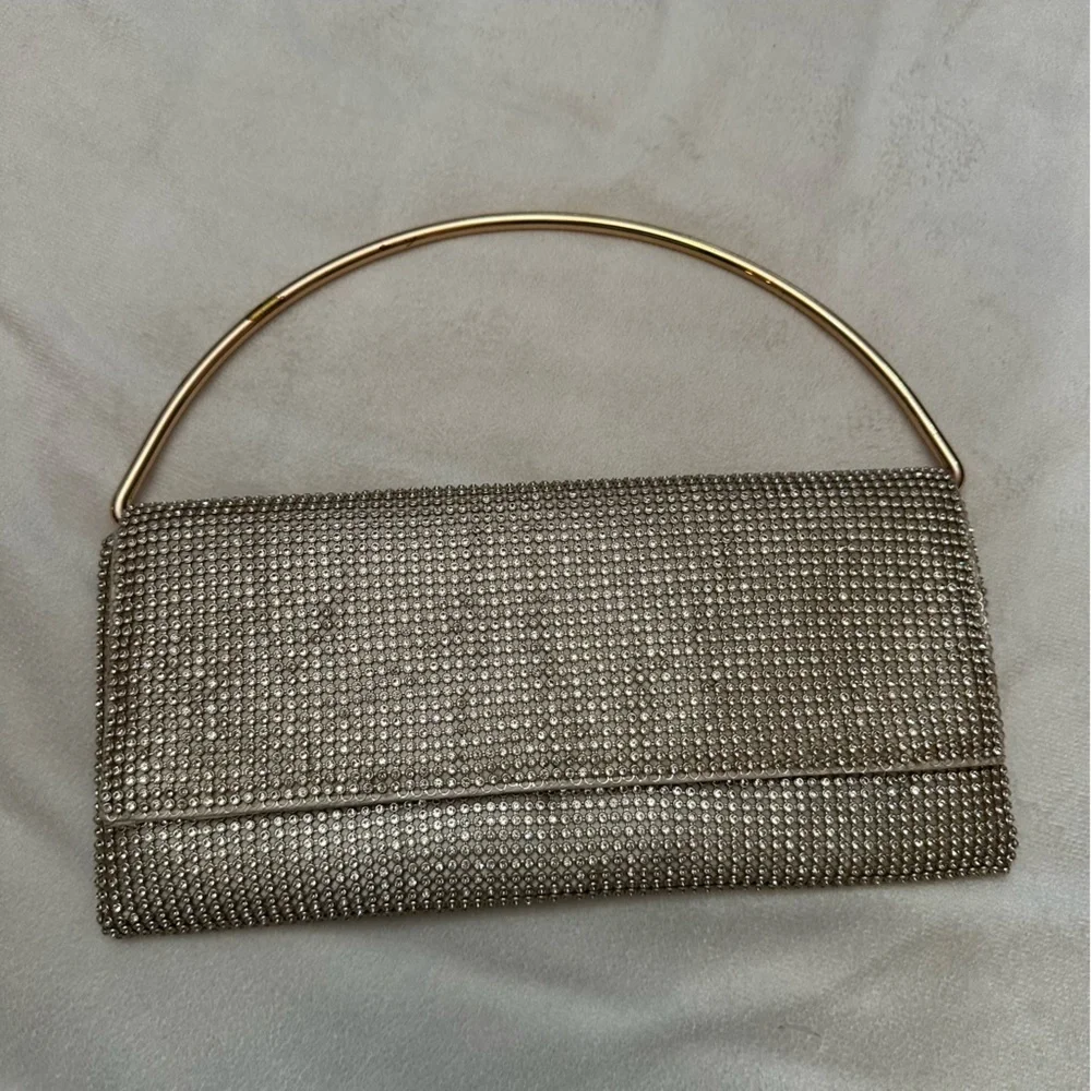Jessica McClintock Gold Isa Crystal Clutch Bag 51699
